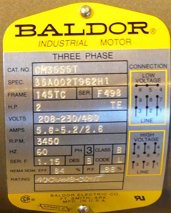 Unused Baldor 2 Hp Motor, 3450 Rpm)